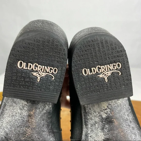 Old Gringo Black Leather Silver Studded Low Cut Ankle Cowboy Cowgirl Booties 8 - Picture 12 of 16
